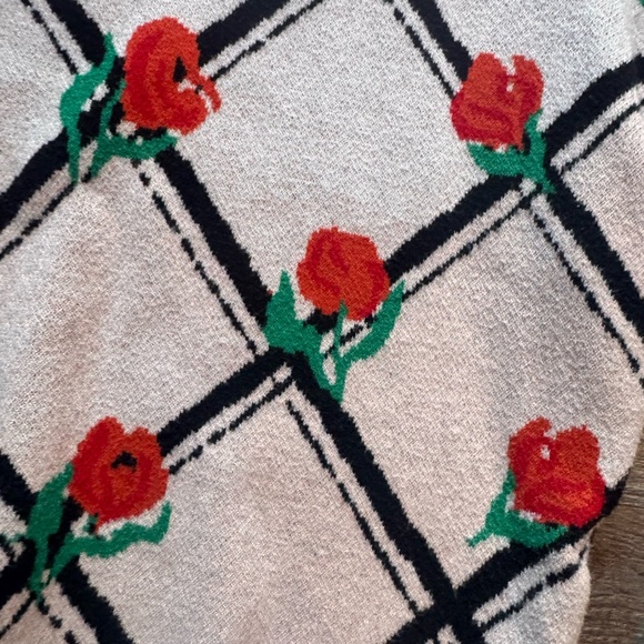 Anthropologie Maeve White Sweater with Red Rose Design - Picture 7 of 8